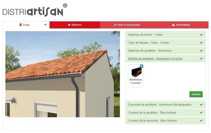 Configurateur de gouttière Distriartisan