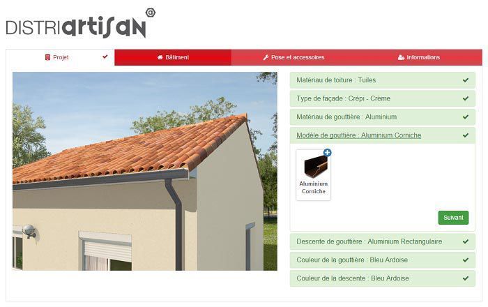 Configurateur de gouttière Distriartisan