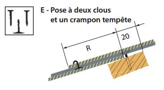 Pose à deux clous et crampon tuiles ardoise