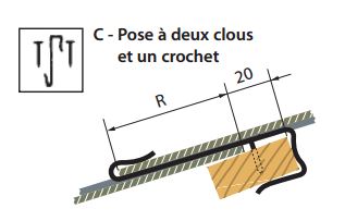 Pose à deux clous et un crochet tuile ardoises