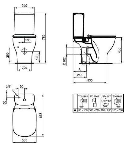 dimensions cuvette tesi ideal standard