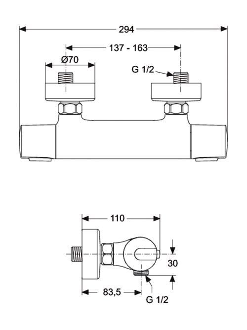 dimensions mitigeur thermostatique ceratherm