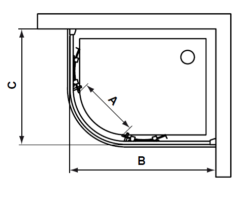 Cabine de douche Kubo Ideal Standard angle receveur asymétrique
