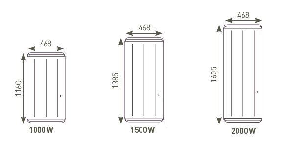 dimensions radiateur equateur 3 vertical thermor
