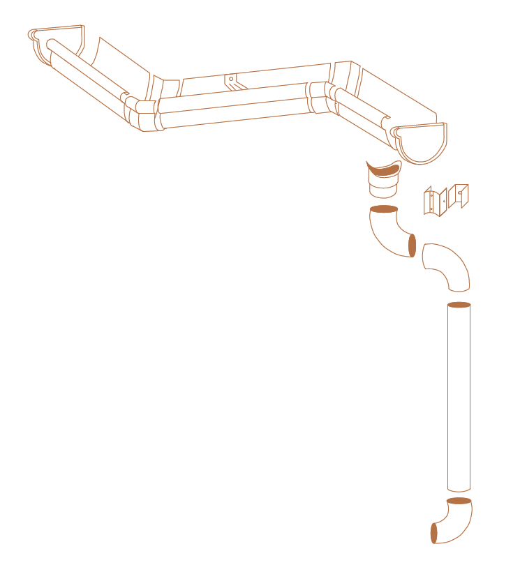 schéma système de gouttières Gutter France