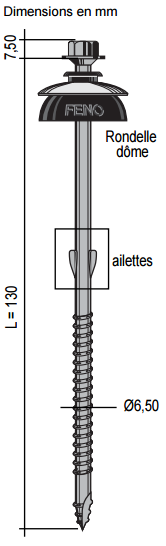 Soutuilvis autoperceuses 6,5 x 130 mm à ailettes