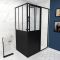 Pack Porte coulissante 140×200 + paroi retour et panneau aluminium composite + receveur 140x80 Aurlane - FAC417