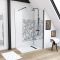 Paroi de douche 120x195cm sérigraphie type jungle - verre transparent 5mm avec bras de fixation noir mat redécoupable - forest 120 Aurlane - FAC511