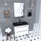 Pack meuble de salle de bain 80x50cm blanc - 2 tiroirs noir - vasque noir effet pierre et miroir noir mat - structura p018 Aurlane - PACM018