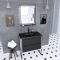 Meuble de salle de bain 80x50cm blanc - 2 tiroirs noir mat - vasque résine noire effet pierre et miroir led noir mat - structura p028 Aurlane - PACM028