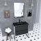 Meuble de salle de bain 80x50cm blanc - 2 tiroirs noir mat - vasque résine noire effet pierre et miroir noir mat - structura p029 Aurlane - PACM029