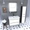 Ensemble de salle de bain blanc 80cm+ vasque résine blanche + tiroirs blanc mat + miroir + colonne Aurlane - PACM046