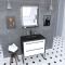 Pack meuble de salle de bain 80x50cm noir mat - 2 tiroirs blanc - vasque résine noire effet pierre et miroir led noir mat - structura p050 Aurlane - PACM050