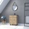 Meuble salle de bain 60x80 - finition chene naturel + vasque noire + miroir barber - timber 60 - pack20 Aurlane - PACM230