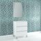 Pack meuble salle de bains 60cm blanc 3 tiroirs, vasque, miroir 60x80 et réglette led - xenos Aurlane - PACM617