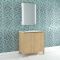 Pack meuble salle de bains 80cm chêne clair 2 portes, vasque, miroir 60x80 à leds intégrées - xenos Aurlane - PACM624