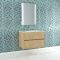 Pack meuble salle de bains 80cm chêne clair 2 tiroirs, vasque, miroir 60x80 à leds intégrées - xenos Aurlane - PACM628