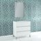 Pack meuble salle de bains 80cm blanc 3 tiroirs, vasque, miroir 60x80 et réglette led - xenos Aurlane - PACM629