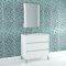 Pack meuble salle de bains 80cm blanc 3 tiroirs, vasque, miroir 60x80 à leds intégrées - xenos Aurlane - PACM630