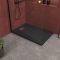 Pack receveur noir effet pierre 120x80 cm et grille décor linéaire en inox - pack rock 2 Aurlane - PACR129