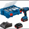 Perceuse-visseuse bosch gsr18v-21 18v + 2 batteries 4 ah + chargeur + coffret l-case - 06019h100c