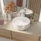 Vasque terrazzo confetti - ø35cm x 12cm - ronde en ceramique blanc brillant Aurlane - VAS063