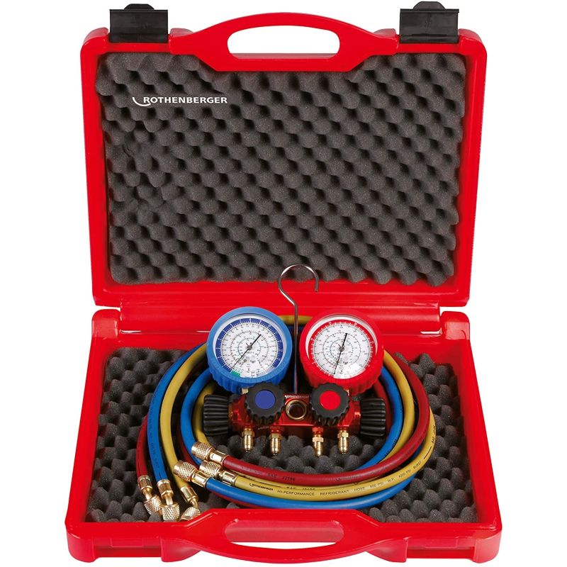 Set manifold standard de manomètre à 2 voies et flexibles de liaison pour R410A et R32