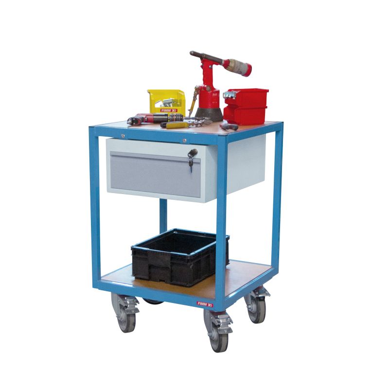 Servante atelier 2 plateaux bois 600 x 600 mm 400 kg - 880010598