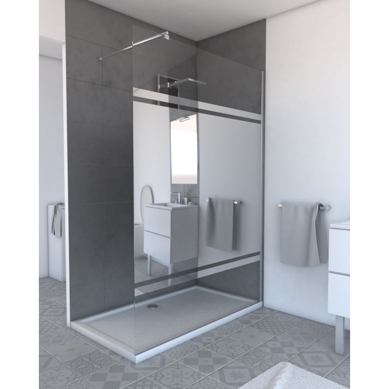 Paroi de douche à l’italienne FREEDOM 2 MIROIR 140 - 140x200cm verre transparent 8mm Aurlane - FAC247