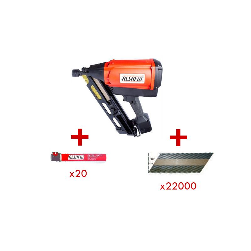 cloueur à bois D90G1 + cartouches de gaz + pointes en 34