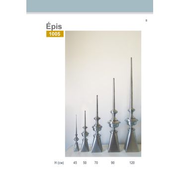 Epi de faîtage en zinc naturel  hauteur 50 cm - 1005-50
