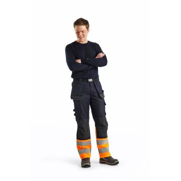 Pantalon multinormes inhérent avec poches flottantes Marine/Orange-Fluo 14891513 - Taille au choix