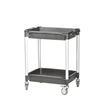 Chariot petit modèle 608E, 2 plateaux à rebords, noir