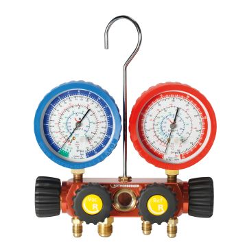 Set manifold plus de manomètre à 4 voies II et flexibles de liaison et valve sphérique pour R410A et R32