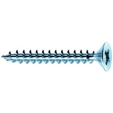 Vis MUSTAD Panelvit Tête cylindrique Pozidriv - Filetage total - Zingué Blanc - Ø5x80mm - Boite de 200 - PVACZP500800B8C