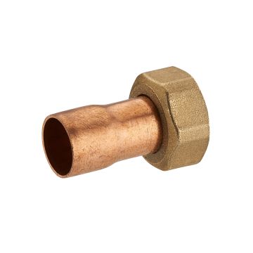 Raccord 2 pièces droit laiton à visser femelle écrou prisonnier F1/2' (15x21) / cuivre à souder NOYON & THIEBAULT - Ø 14 mm - 777-1514L1