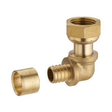 Coude à glissement pour tube PER NOYON & THIEBAULT - Ø 12 mm à visser femelle écrou libre F1/2' (15x21) Bague en laiton - 3189-1512L1