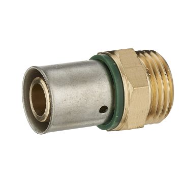 Raccord droit à sertir profil TH pour tube PER NOYON & THIEBAULT - Ø 16 mm à visser mâle M3/8 (12x17) Bague à sertir en inox  - 3786-1216L1