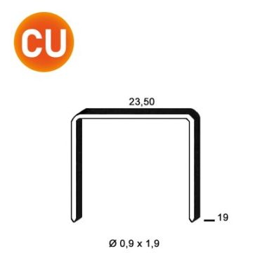 Agrafes JK590-19 mm cuivrées - Carton de 10 000 pièces - 400517