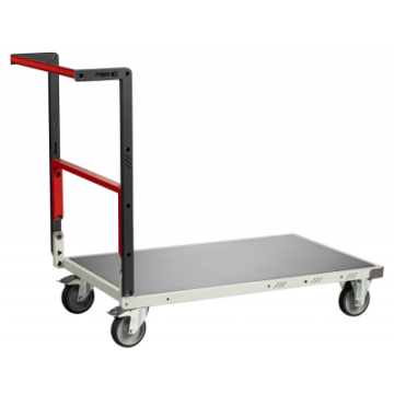 Chariot monté FLAT-PACK™ dossier repliable plateau tôle galva roues TPE 250 kg - Dimensions au choix