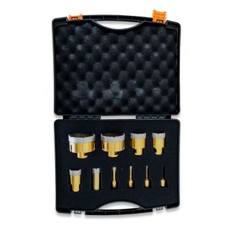 Coffret 10 trépans diamantés meuleuse ø 6, 8, 10, 12, 28, 35, 40, 45, 65, 68 mm - 252055