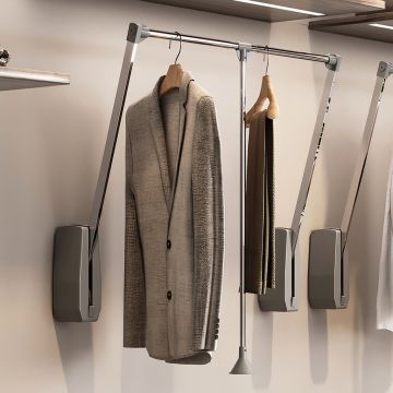 Penderie rabattable pour armoire Hang, 450 - 600, Chromé, Acier et Plastique.