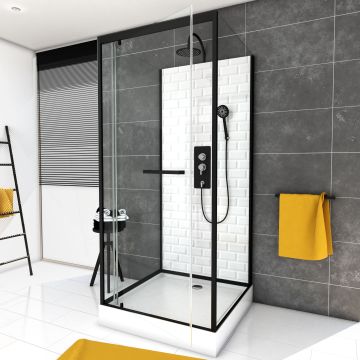 Cabine de douche carrée à motif carreaux de métro - Underground square - Dimensions au choix