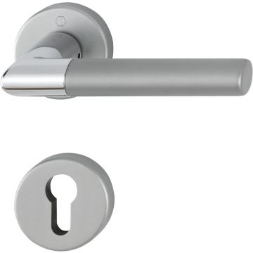 Garniture de porte HOPPE Lecce en aluminium anodisé bi-couleur - Clé en I - 3895284