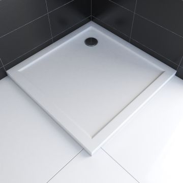 Receveur de douche a poser extra plat en acrylique blanc carre - 90x90cm - bac de douche whiteness ii 90 Aurlane - FAC373