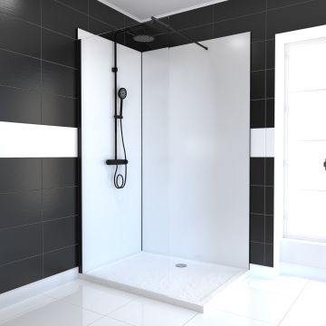 Pack panneaux muraux blanc en aluminium avec profilé d'angle et de finition noir mat - 90 x 120cm - wall'it blanc 90x120 Aurlane - FAC380
