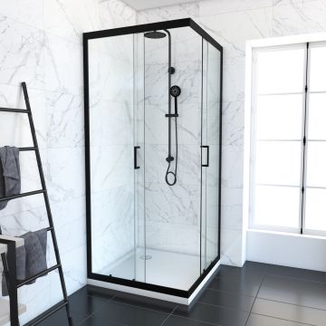 Pack paroi porte de douche d'angle+ receveur a poser - 90x90 ouverture en angle - crush moon angle 90x90 Aurlane - FAC400