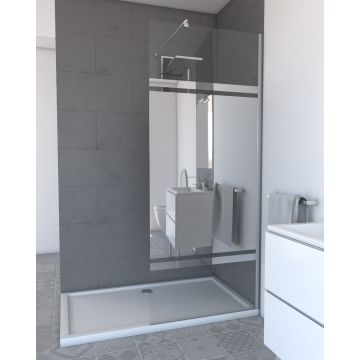 Pack paroi de douche miroir 80cm profile chrome - dim: 80x200cm - freedom 2 mirror 80 + barre de fixation freedom 2 telescopic Aurlane - FAC449