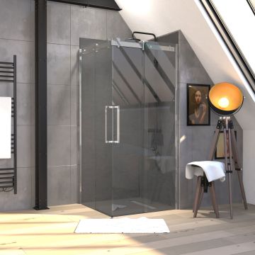 Porte de douche carree - rolling chromed square 90x90 Aurlane - FAC617