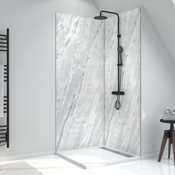 Panneau mural de douche en composite - feuille de pierre et ciment - 90 x 210 cm - ice lunar 90 Aurlane - FAC692